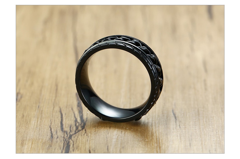 Rotatable Black Chain Rings for Men Rotatable Black Chain Rings for Men