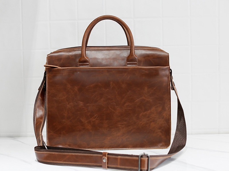 Men's Minimalist Style Leather Briefcase