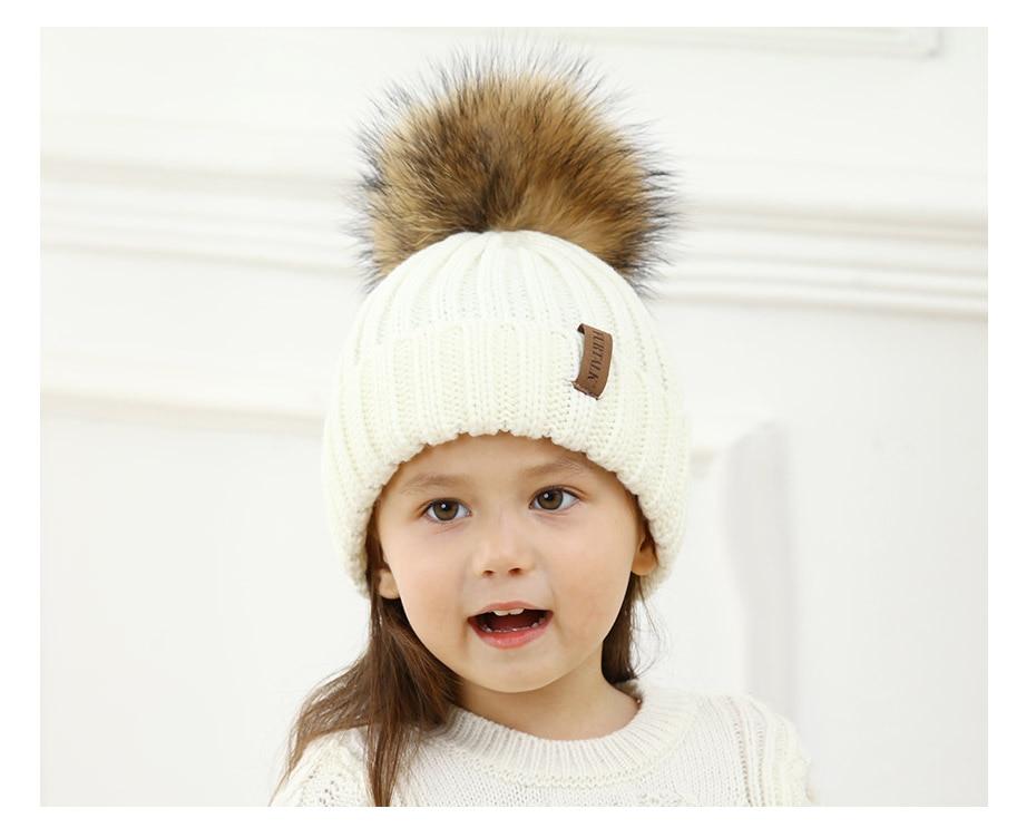 Kid's Fur Pompom Beanie