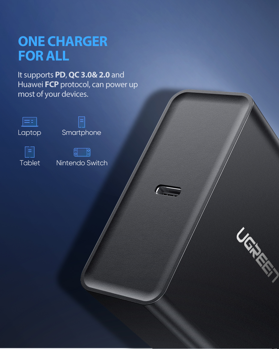 65 W Type C USB Adapter for Fast Charging