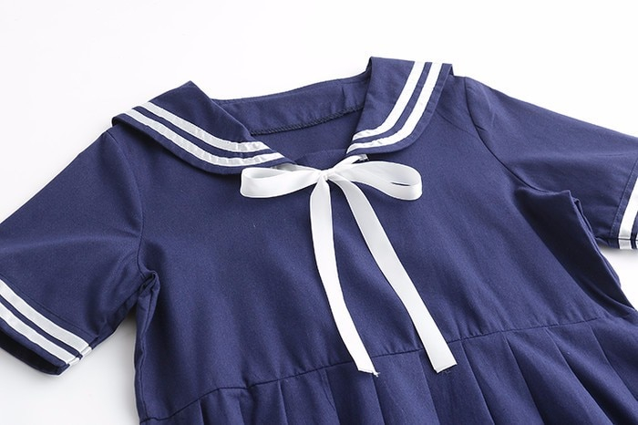 Cotton Women's Sailor Dress in Blue and White