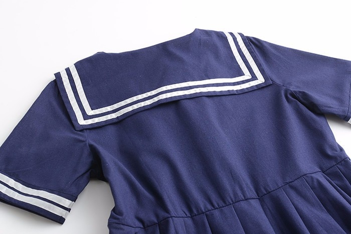 Cotton Women's Sailor Dress in Blue and White