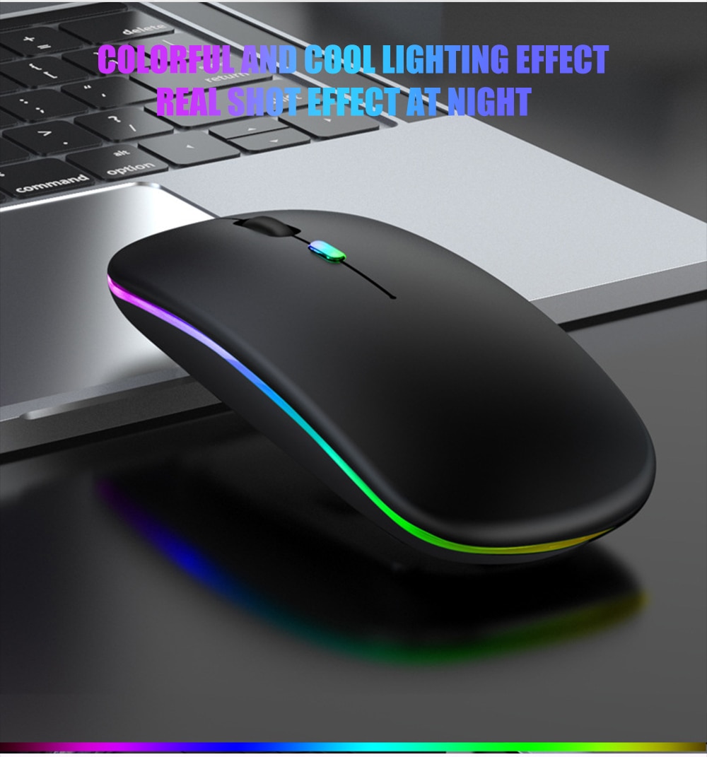 Wireless Rainbow LED Flat Ergonomic Mouse