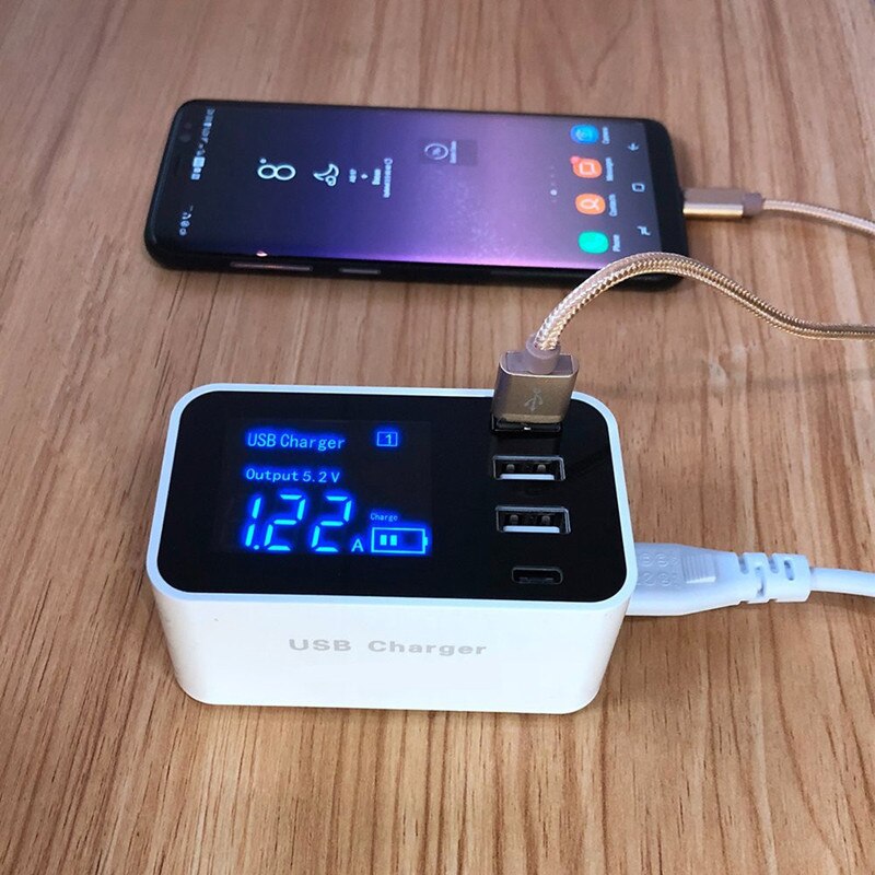 USB and Type-C USB Charger Hub with Display