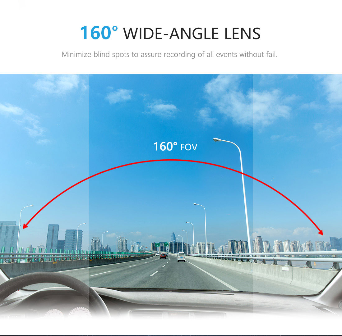 Rotating 160 FOV 1080P Dashcam with APP Control