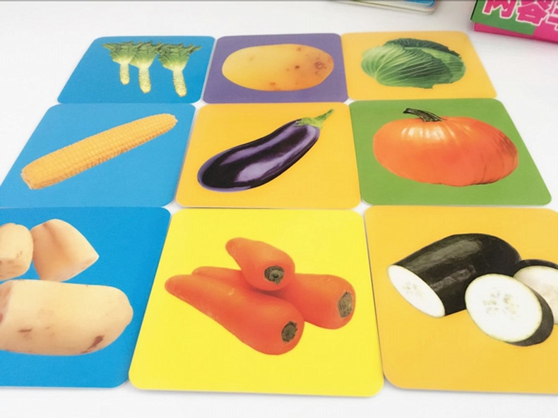Educational Fruits and Animals Cognition Cards Set