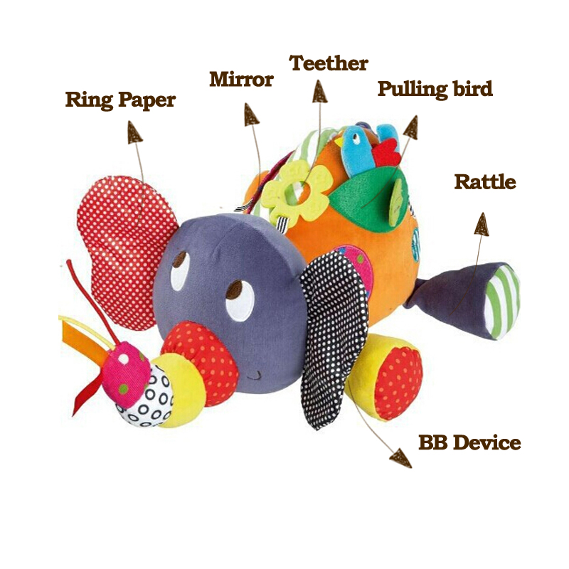 Lovely Elephant Shaped Colorful Plush Baby Toy