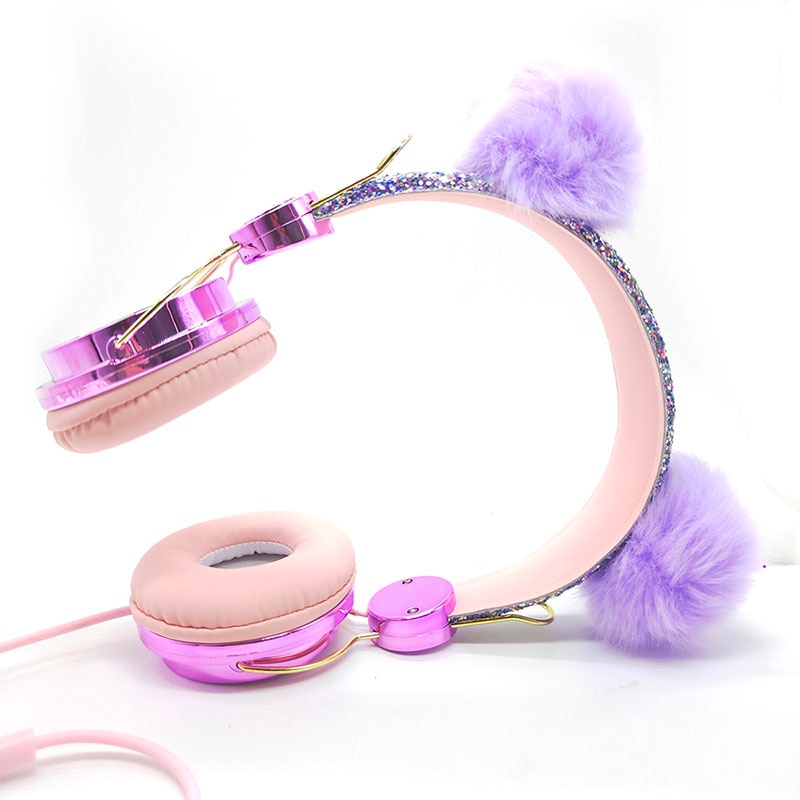 Girl's Pom Pom Headphones with Microphone
