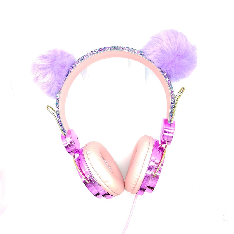 Girl's Pom Pom Headphones with Microphone