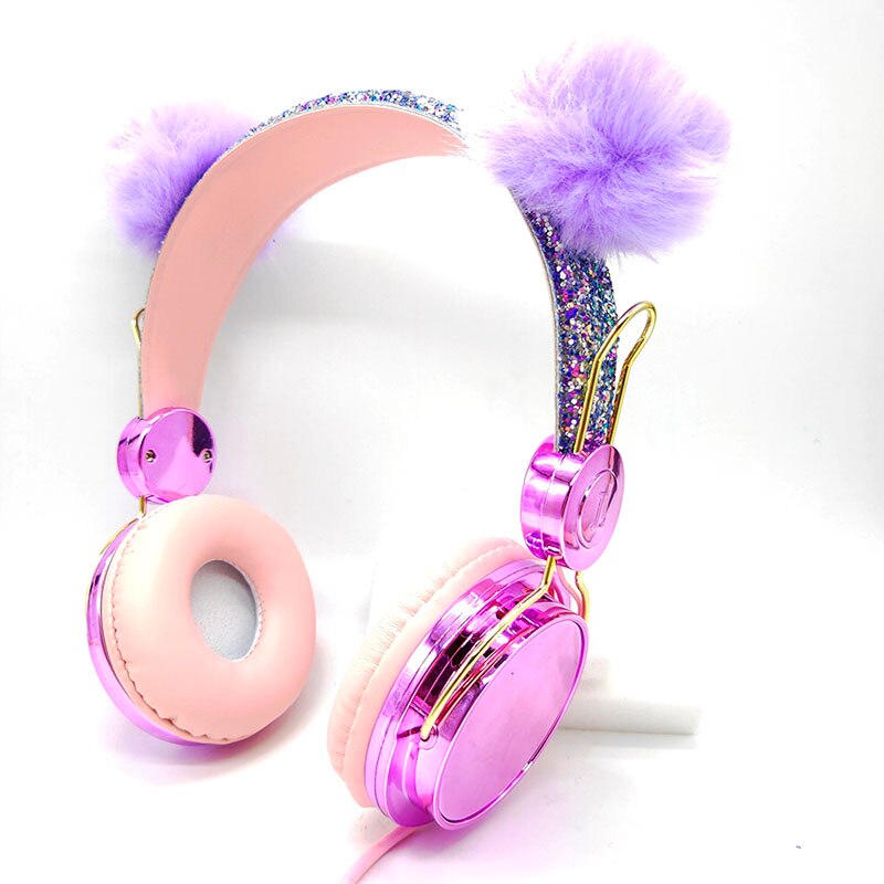 Girl's Pom Pom Headphones with Microphone