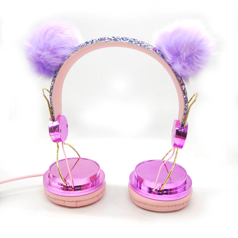 Girl's Pom Pom Headphones with Microphone