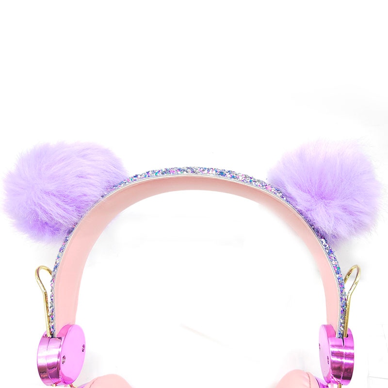 Girl's Pom Pom Headphones with Microphone