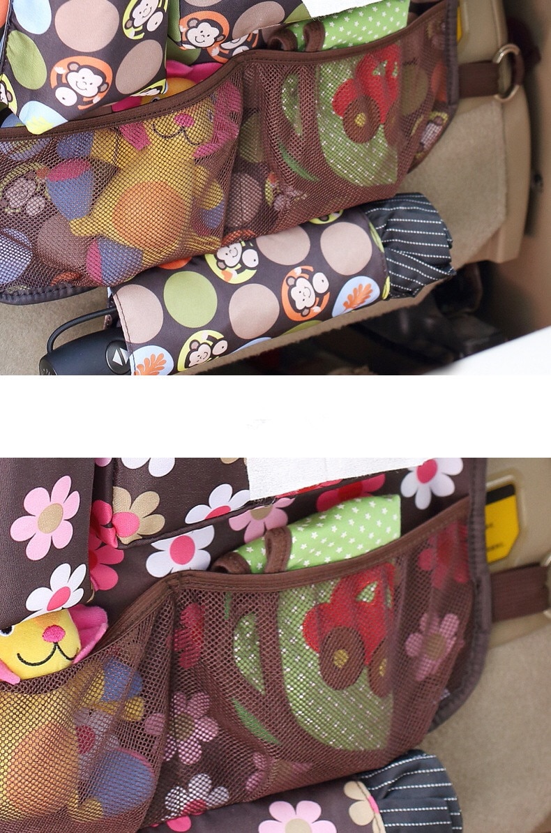 Cartoon Printed Car Seat Cover with Pockets