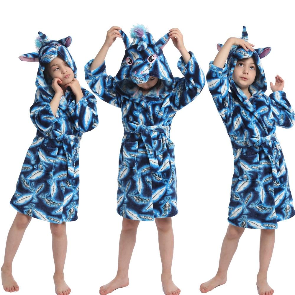 Children's Hooded Flannel Printed Bathrobe