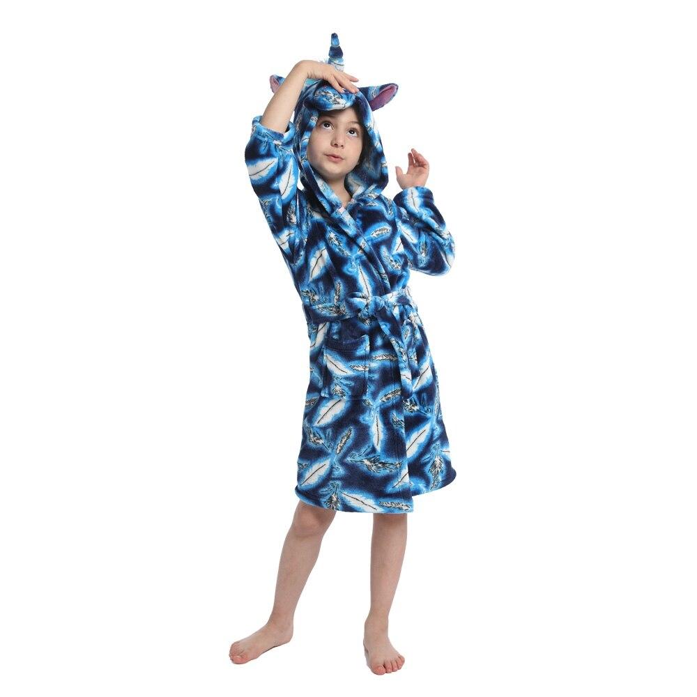 Children's Hooded Flannel Printed Bathrobe
