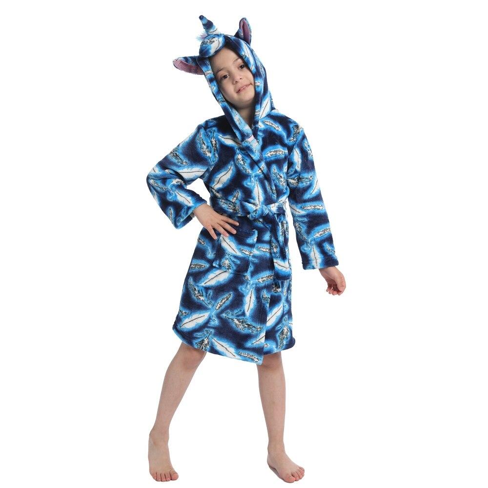 Children's Hooded Flannel Printed Bathrobe