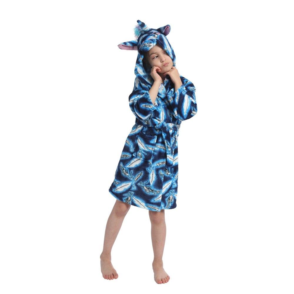 Children's Hooded Flannel Printed Bathrobe
