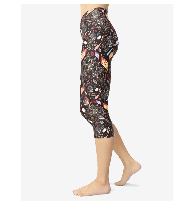 Vintage Flowers Leaves Printed Leggings