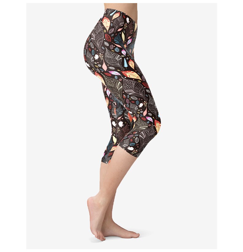 Vintage Flowers Leaves Printed Leggings