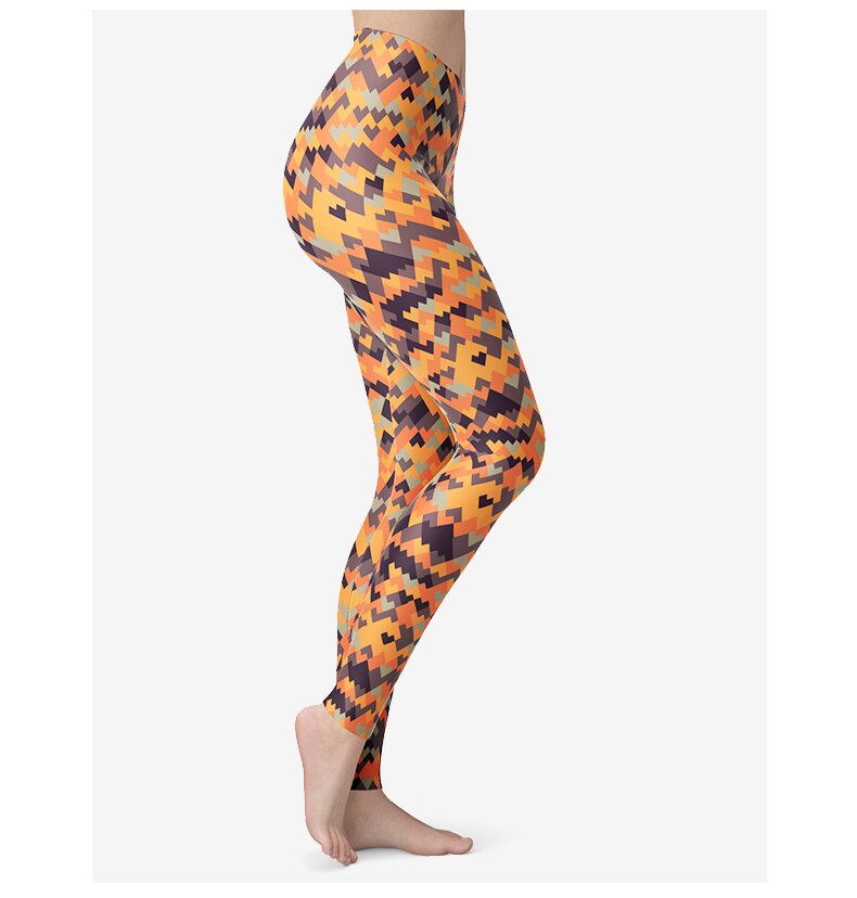 Geometrical Abstract Painting Printed Leggings for Women