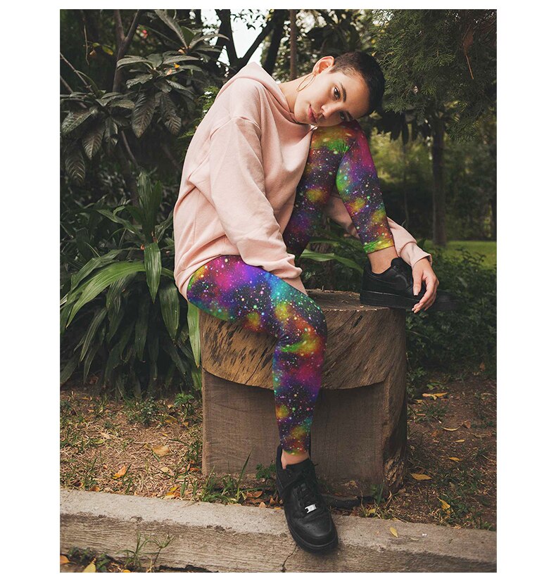 Rainbow Stars Printed Leggings for Women