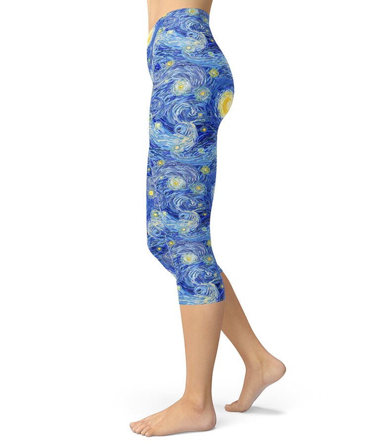 Starry Night Painting Printed Leggings for Women