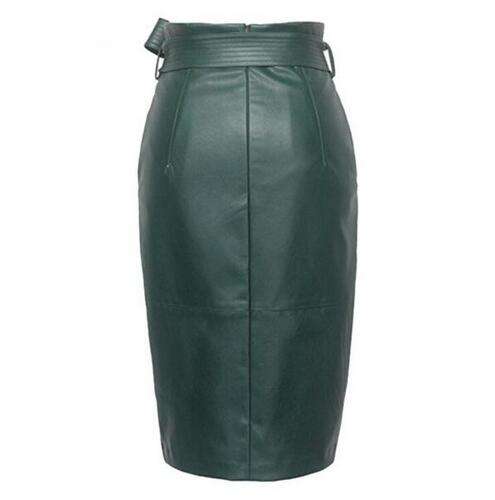 Autumn High Waist Leather Skirt
