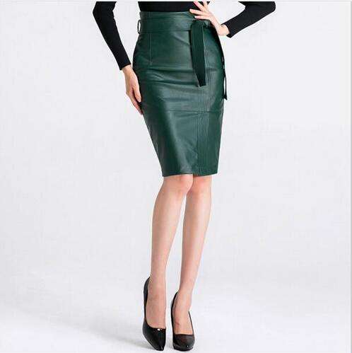 Autumn High Waist Leather Skirt