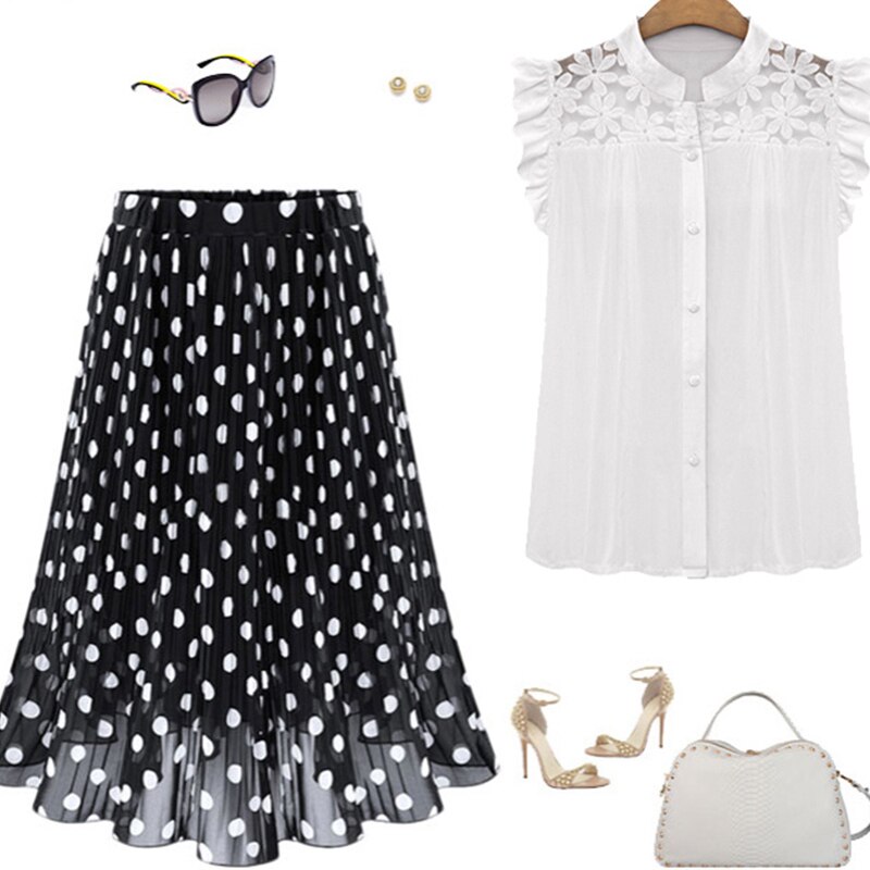 Women's Tulle Polka Dot Pleated Skirt