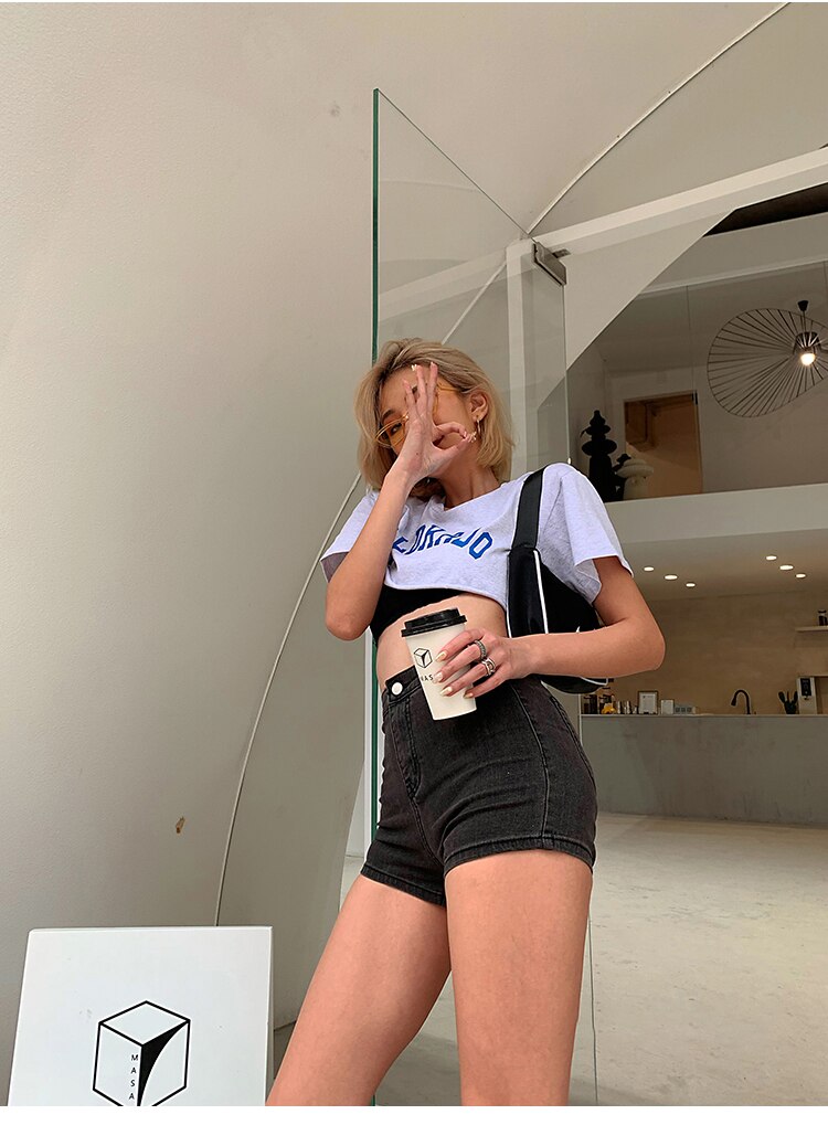 Women's Black Denim Shorts