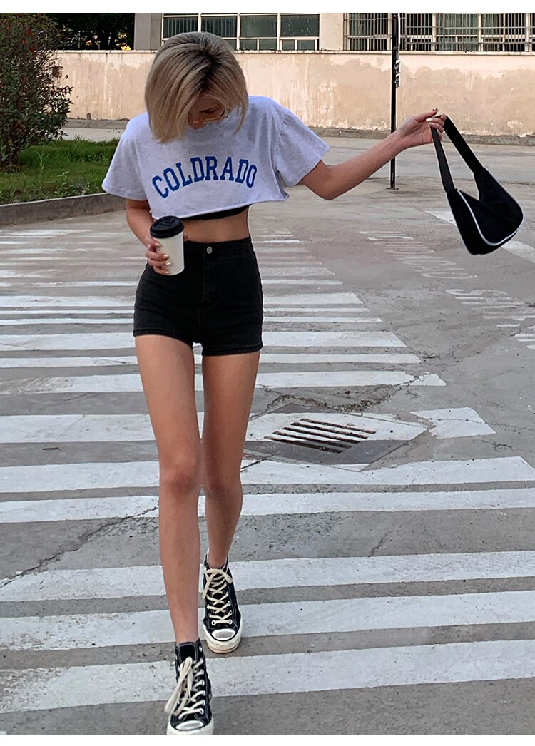 Women's Black Denim Shorts