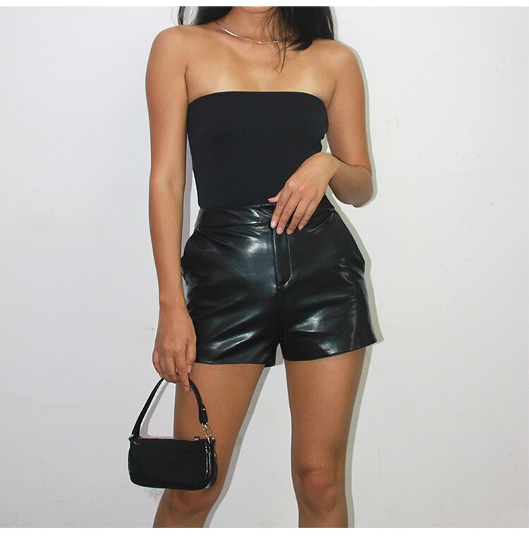 Women's PU Leather High Waist Shorts