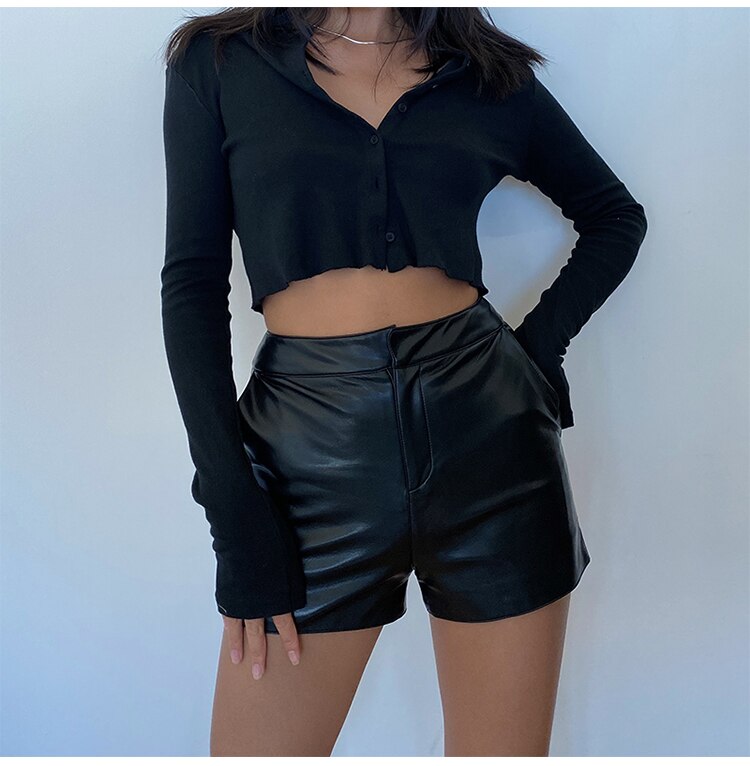 Women's PU Leather High Waist Shorts