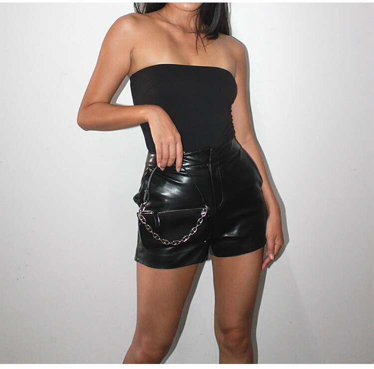 Women's PU Leather High Waist Shorts