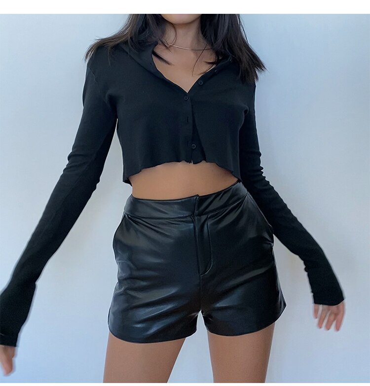 Women's PU Leather High Waist Shorts