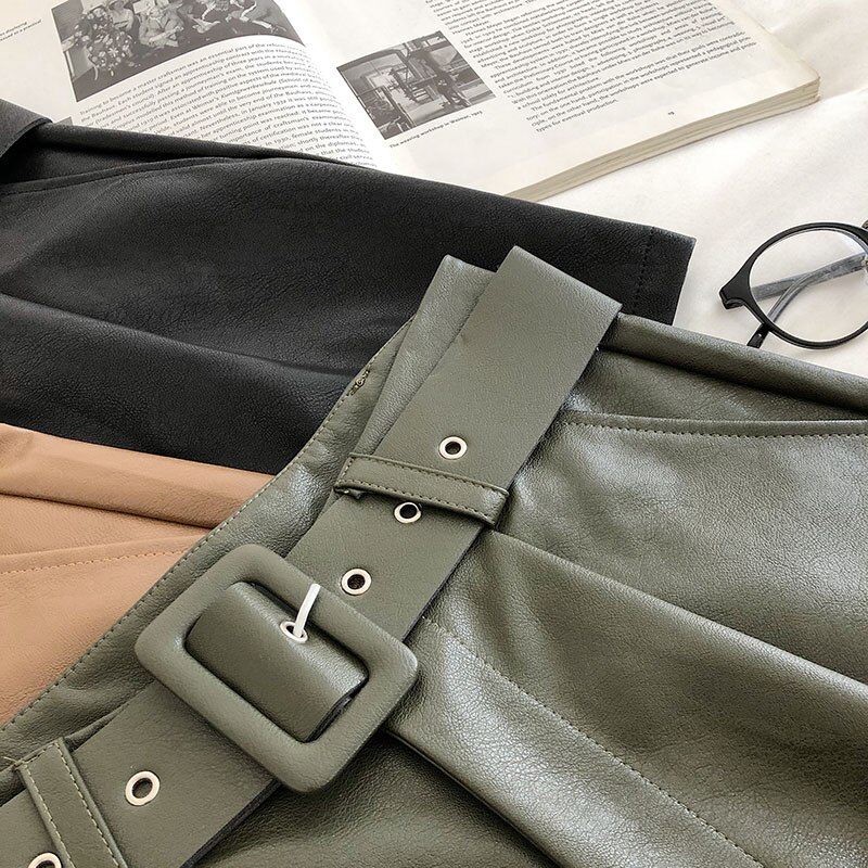 Women's Simple PU Leather Shorts