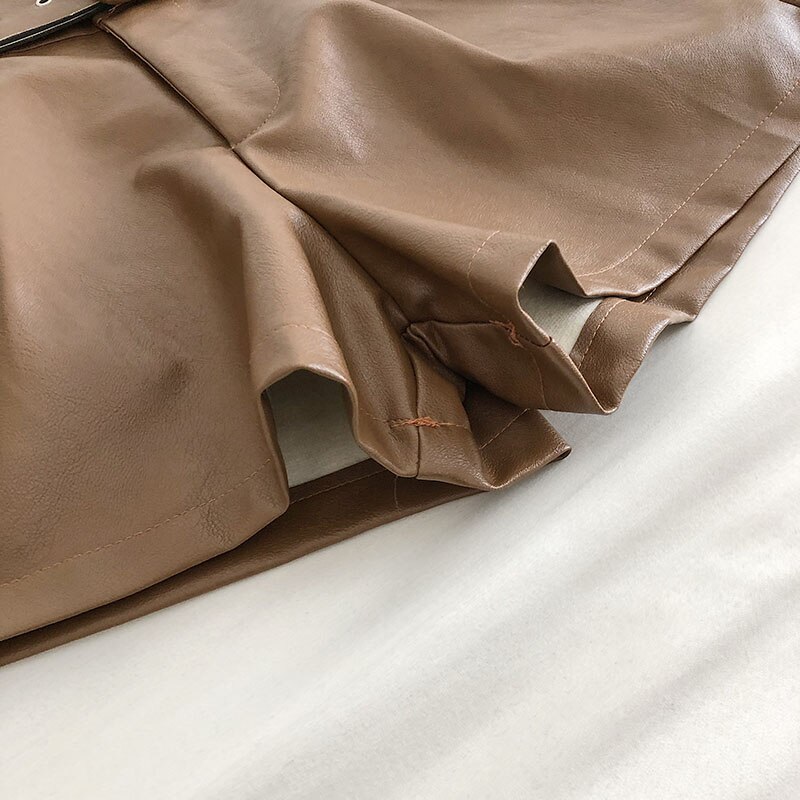 Women's Simple PU Leather Shorts