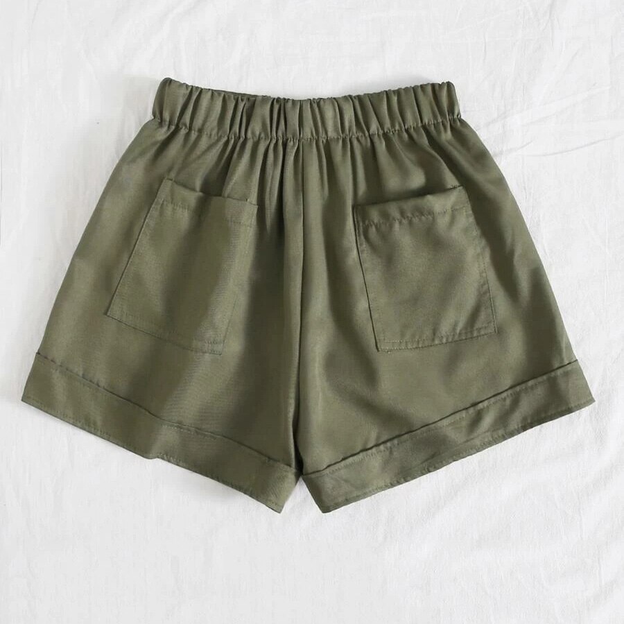 Women's Army Green Casual Drawstring Shorts