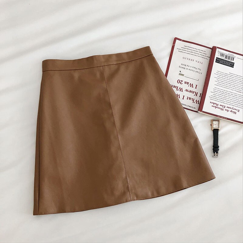 Women's PU Leather Skiny High Waist Skirt