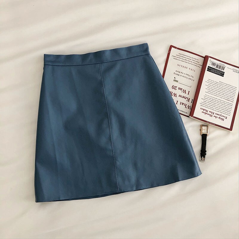 Women's PU Leather Skiny High Waist Skirt