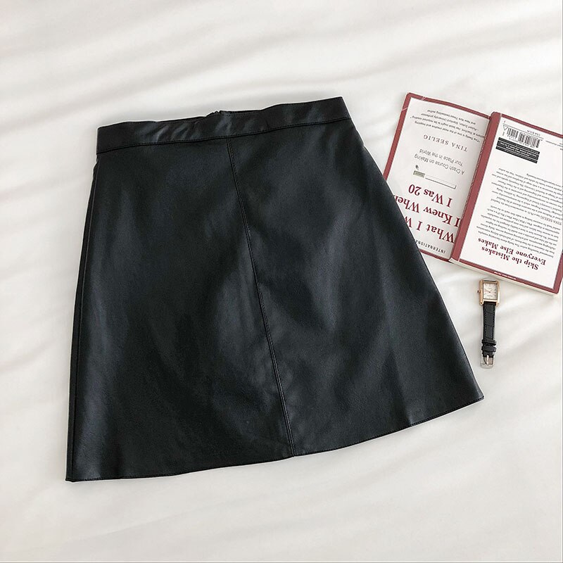 Women's PU Leather Skiny High Waist Skirt