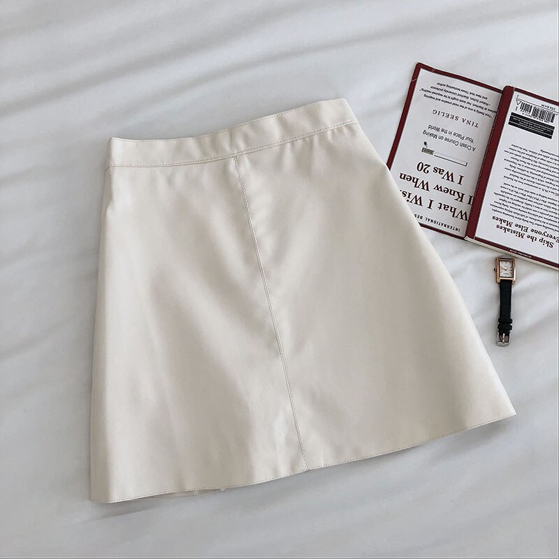 Women's PU Leather Skiny High Waist Skirt