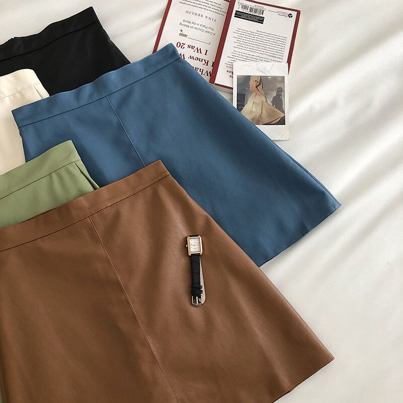 Women's PU Leather Skiny High Waist Skirt