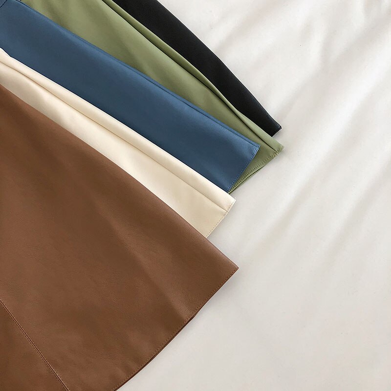 Women's PU Leather Skiny High Waist Skirt