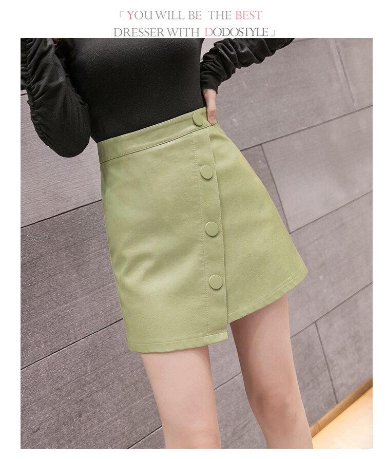 Women's Irregular Single Breasted PU Leather Skirt