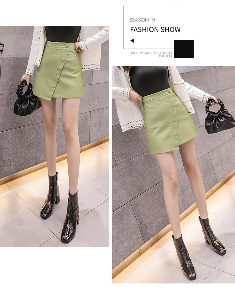 Women's Irregular Single Breasted PU Leather Skirt