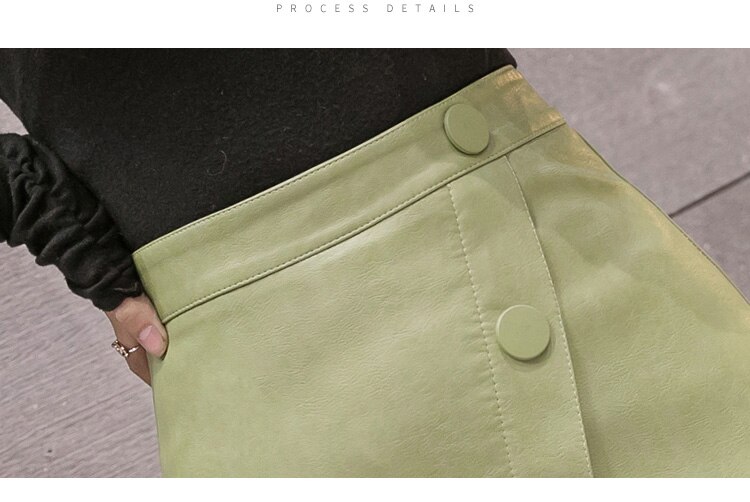 Women's Irregular Single Breasted PU Leather Skirt