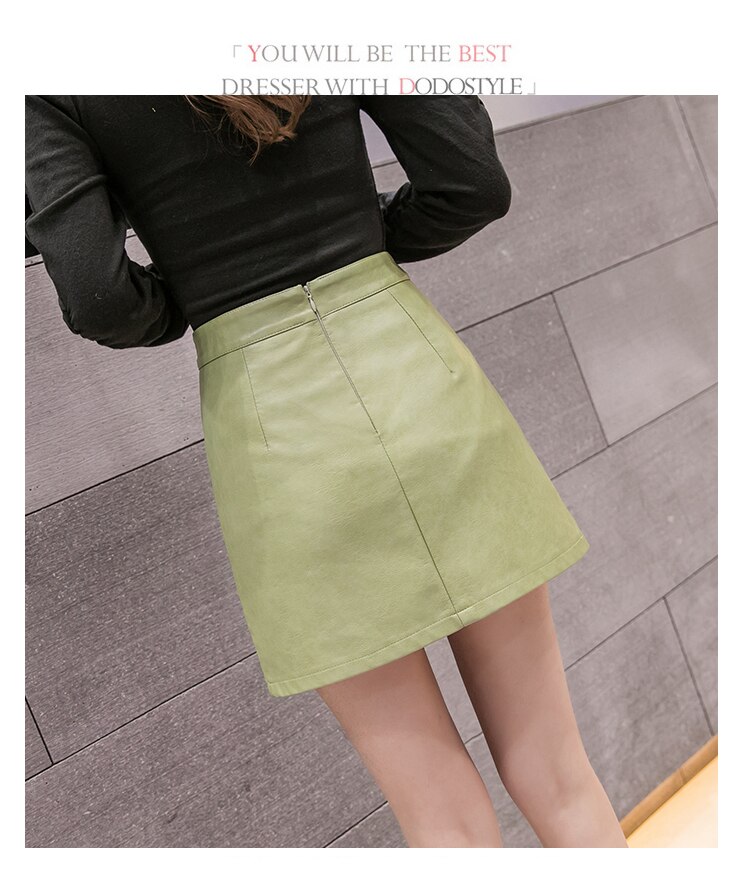 Women's Irregular Single Breasted PU Leather Skirt