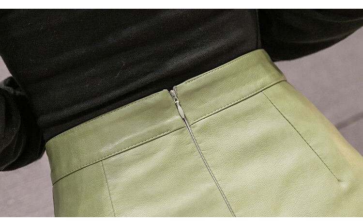 Women's Irregular Single Breasted PU Leather Skirt