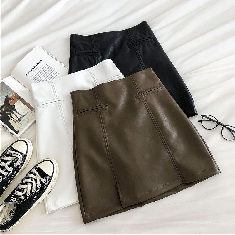 Women's PU Leather Short Skirt